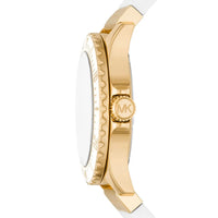 Michael Kors Everest MK7357 Gold-Tone Crystal Pavé White Rubber Women's Watch
