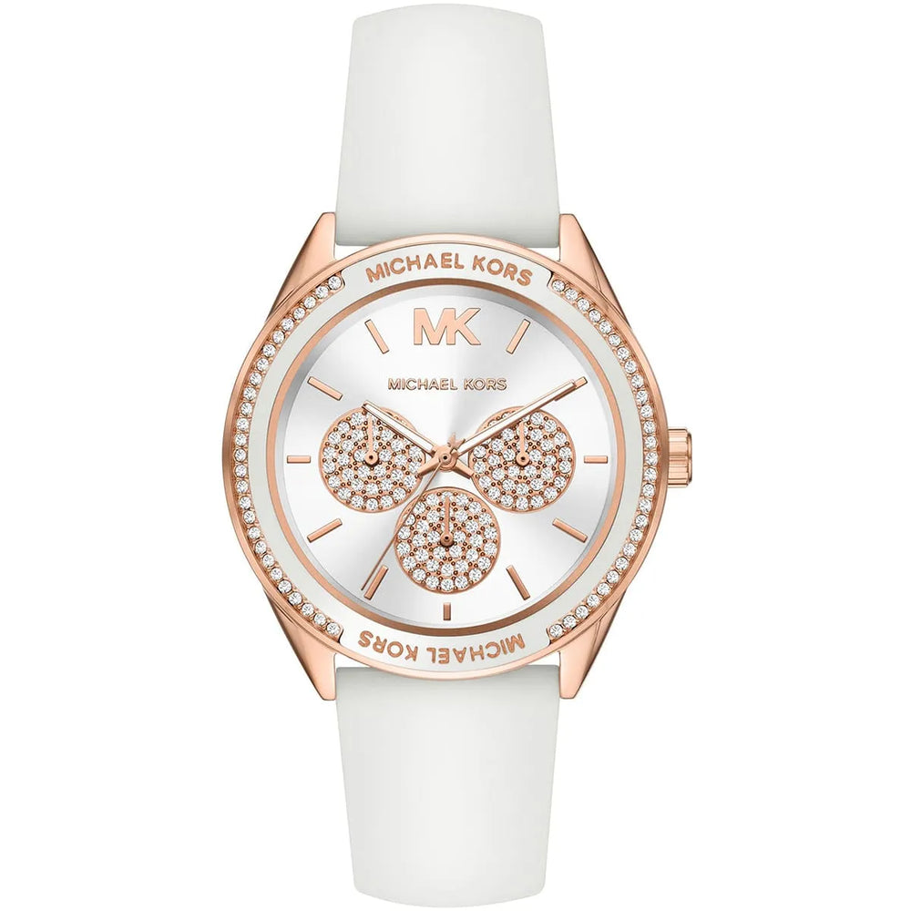 Michael Kors Jessa MK6945 Rose Gold-Tone White Dial White Rubber Women's Watch