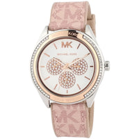 Michael Kors Jessa MK7206 Two-Tone Crystal White Dial Pink Logo Rubber Women's Watch