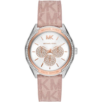 Michael Kors Jessa MK7206 Two-Tone Crystal White Dial Pink Logo Rubber Women's Watch