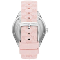 Michael Kors Jessa MK7268 Silver-Tone White Dial Pink Logo Rubber Women's Watch