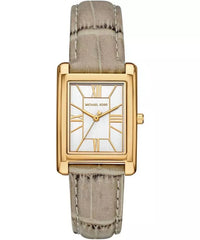 Michael Kors Maren MK4964 Gold-Tone Rectangular Watch with Grey Leather Strap