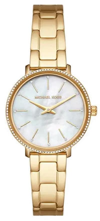 Michael Kors Pyper MK1065 Gold-Tone Watch with White Mother of Pearl Dial