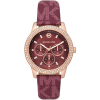 Michael Kors Camille MK2967 Rose Gold Watch with Burgundy MK Logo Strap