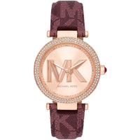Michael Kors Parker MK2974 Rose Gold Watch with Burgundy Genuine Leather Strap