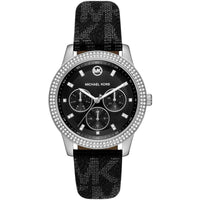 Michael Kors Tibby MK2976 Silver-Tone Watch with Black MK Logo Strap