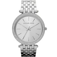 Michael Kors Darci MK3190 Silver-Tone Watch with Crystal Bezel and Silver Dial