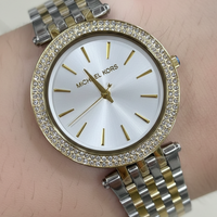 Michael Kors Darci MK3215 Two-Tone Watch with Silver Sunray Dial and Crystal Bezel