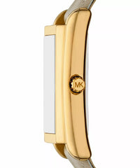 Michael Kors Maren MK4964 Gold-Tone Rectangular Watch with Grey Leather Strap