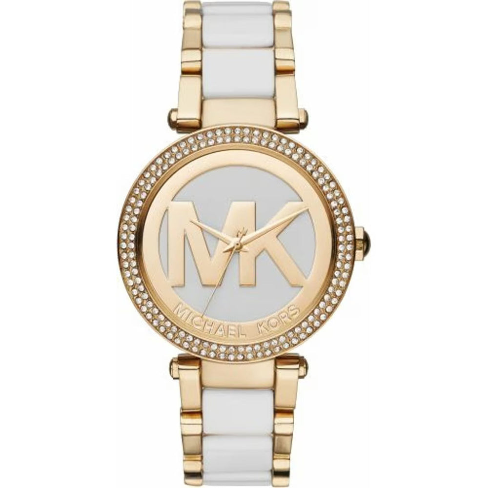 Michael Kors Parker MK6313 Gold-Tone Watch with White Acetate Links