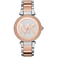 Michael Kors Parker MK6314 Two-Tone Watch with Rose Gold MK Logo Dial