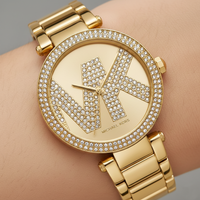 Michael Kors Parker MK6659 Gold-Tone Watch with Crystal Pave MK Logo Dial