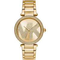 Michael Kors Parker MK6659 Gold-Tone Watch with Crystal Pave MK Logo Dial