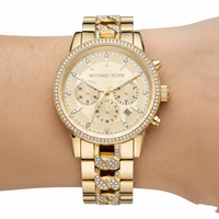 Michael Kors Ritz MK6937 Gold Pavé Chronograph Watch