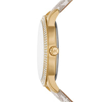 Michael Kors Camille MK6967 Gold-Tone Watch with MK Logo Strap