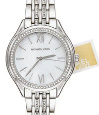 Michael Kors Runway MK7075 Silver Watch with White Mother of Pearl Roman Dial