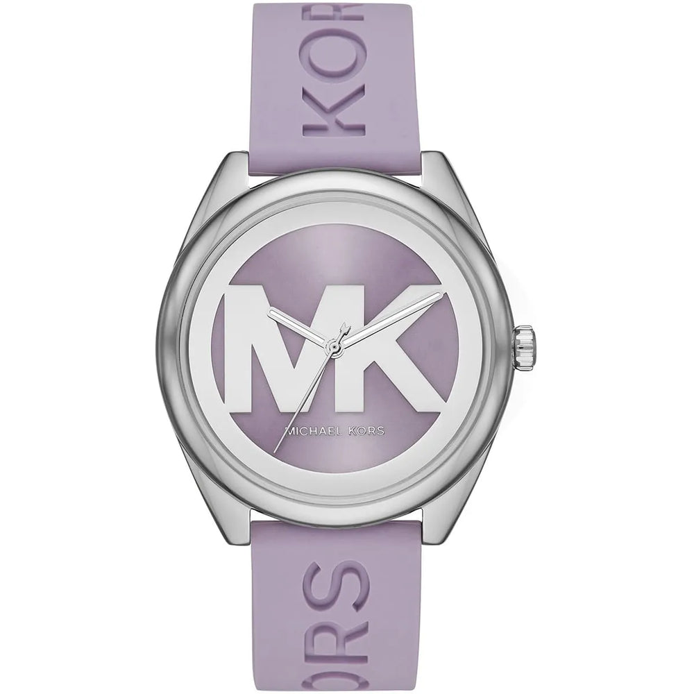 Michael Kors Janelle MK7143 Silver Watch with Purple Silicone Strap