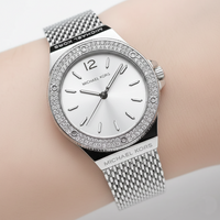 Michael Kors Lennox MK7337 Silver-Tone Watch with Mesh Bracelet and Crystal Bezel