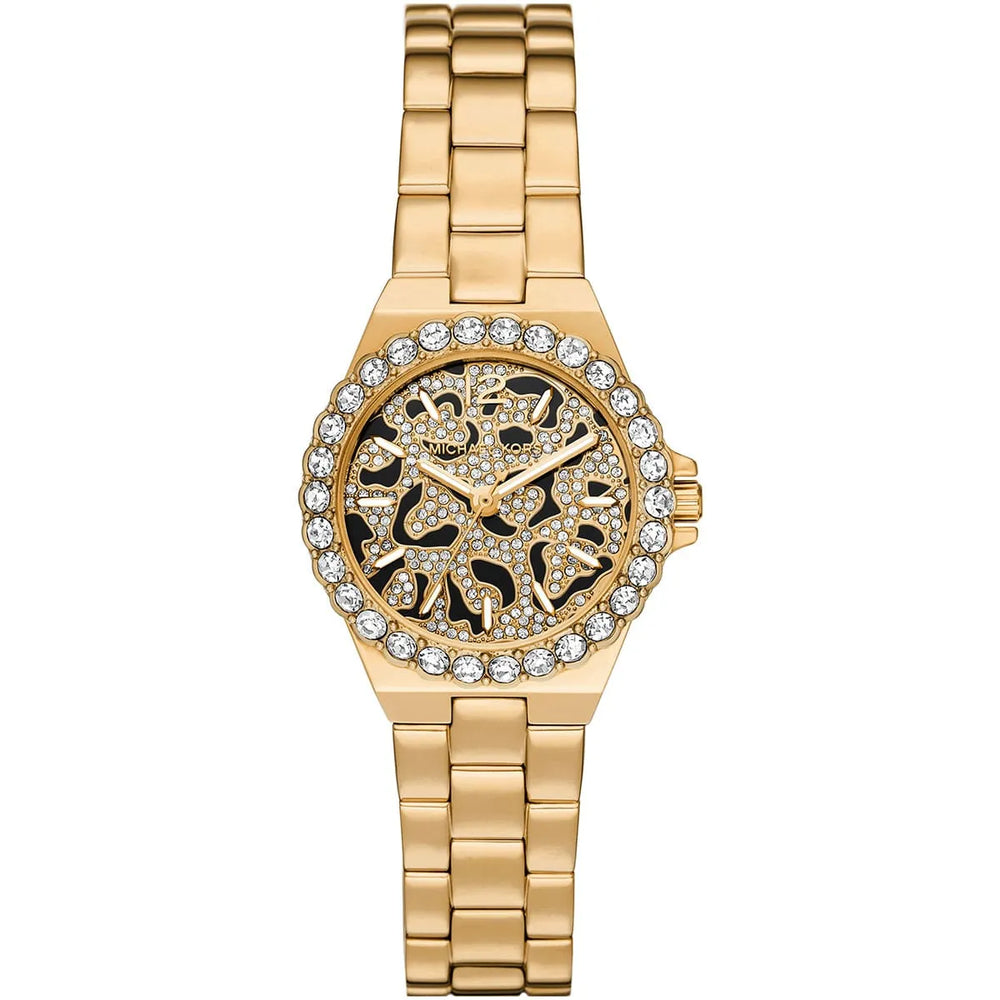 Michael Kors Lennox MK7394 Gold-Tone Watch with Pavé Leopard Print Dial
