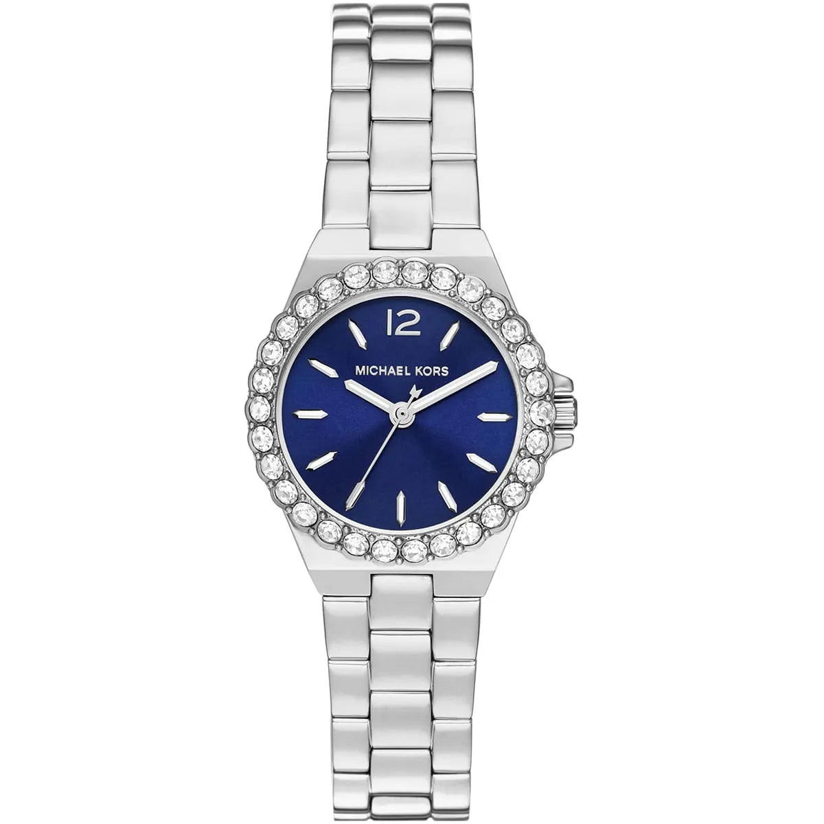 Michael Kors Lennox MK7397 Silver Watch with Navy Blue Dial and Crystal Bezel