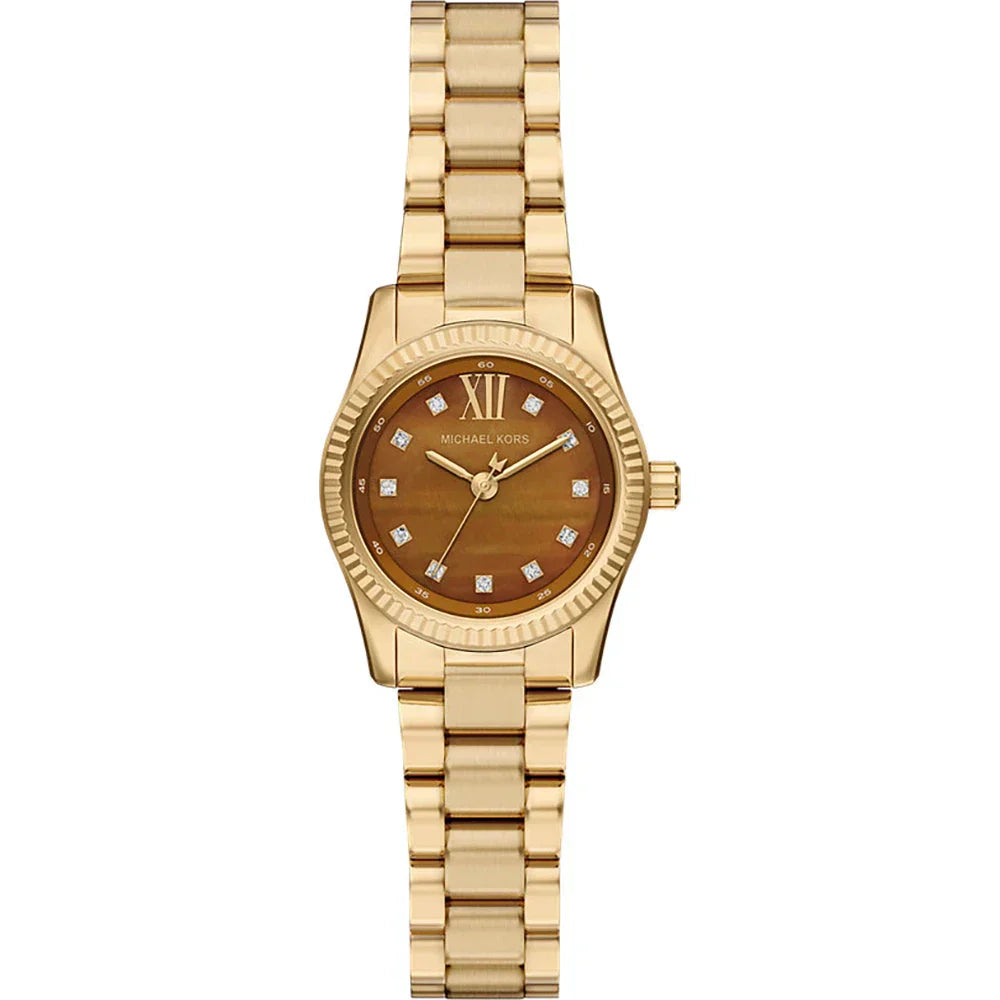 Michael Kors Petite Lexington MK7578 Gold Tone Tiger's Eye Dial Watch