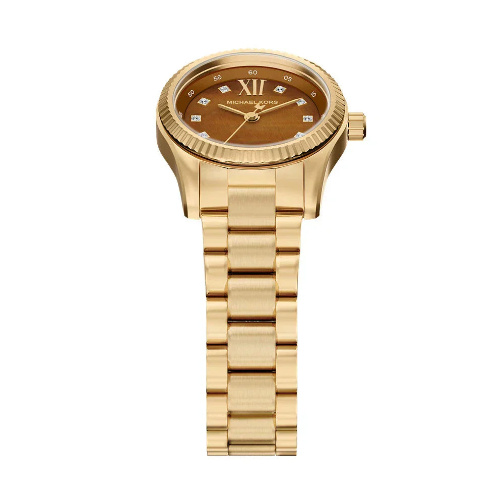Michael Kors Petite Lexington MK7578 Gold Tone Tiger's Eye Dial Watch