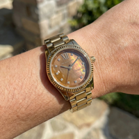 Michael Kors Petite Lexington MK7578 Gold Tone Tiger's Eye Dial Watch