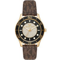 Michael Kors Runway MK6979 Gold Glitz Dial Signature Strap Watch