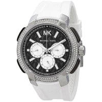 Michael Kors Sidney MK6947 Silver-Tone Black Dial White Rubber Women's Watch