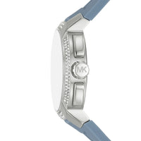 Michael Kors Sidney MK7220 Silver-Tone Crystal Blue Rubber Strap Women's Watch
