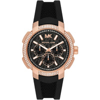 Michael Kors Sidney MK7245 Rose Gold-Tone Crystal Black Dial Rubber Women's Watch