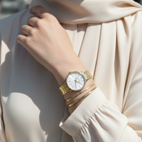 Michael Kors Pyper MK1065 Gold-Tone Watch with White Mother of Pearl Dial