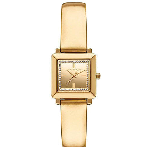 Michael Kors Emery MK1218 Square Gold-Tone Metallic Leather Watch
