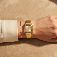 Michael Kors Emery MK1218 Square Gold-Tone Metallic Leather Watch