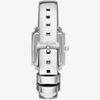 Michael Kors Emery MK1219 Square Silver-Tone Metallic Leather Watch