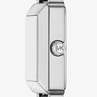 Michael Kors Emery MK1219 Square Silver-Tone Metallic Leather Watch