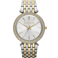 Michael Kors Darci MK3215 Two-Tone Watch with Silver Sunray Dial and Crystal Bezel