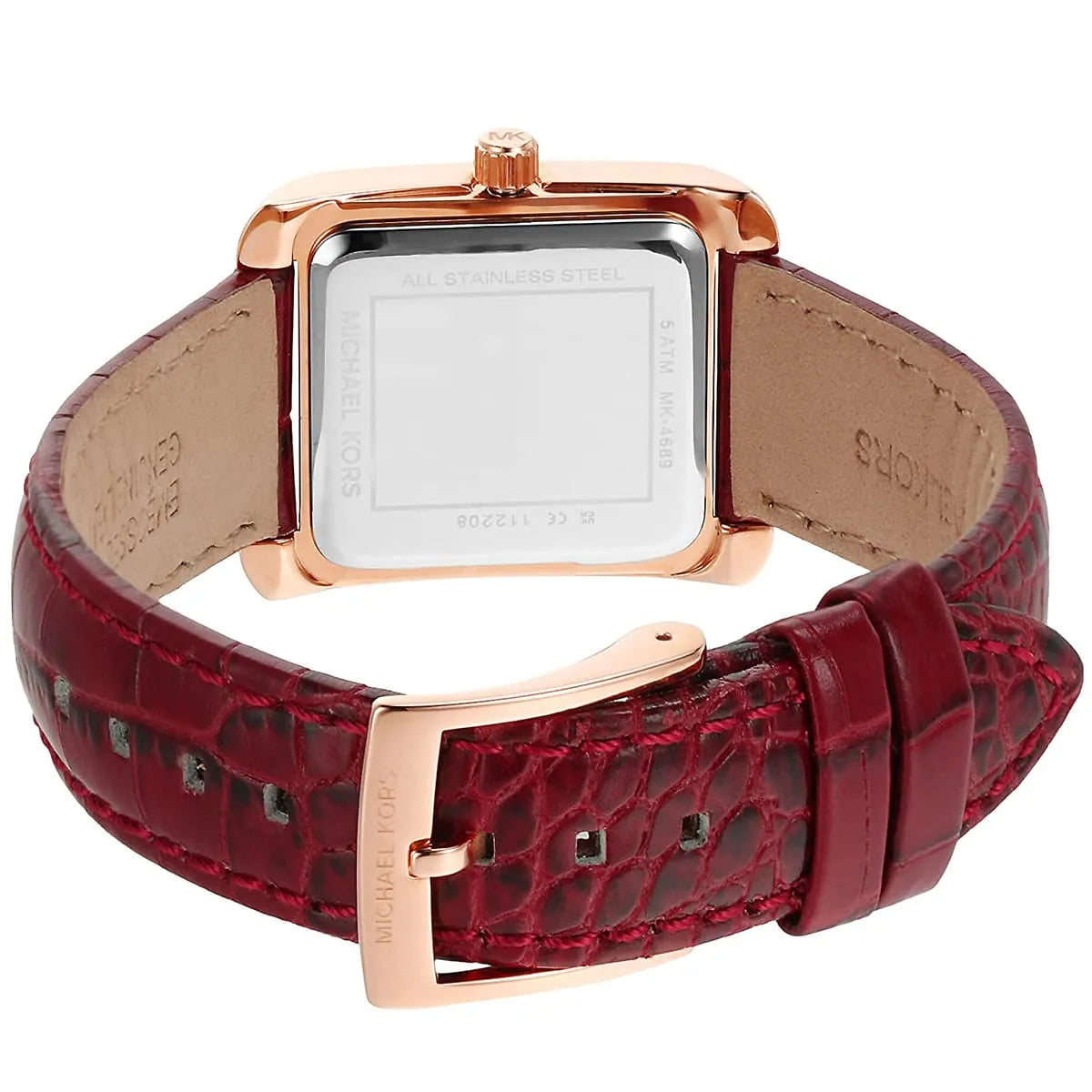 Michael Kors Emery MK4689 White Dial Red Leather Strap Women's Watch