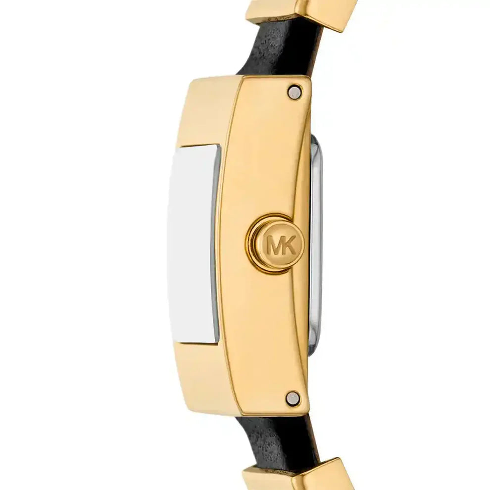 Michael Kors Darrington MK4887 Square Gold Tone Black Leather Women Watch