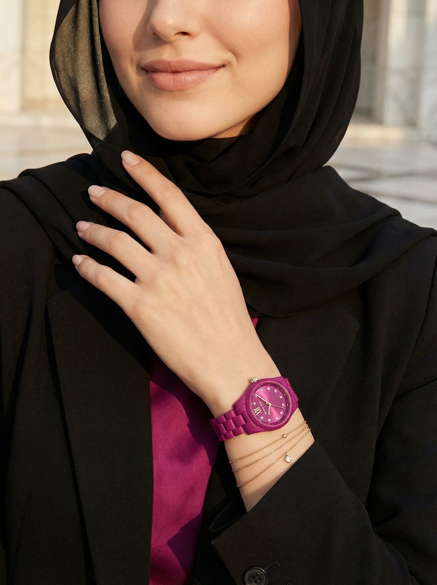Michael Kors Petite Lexington MK4915LE Limited Edition Fuchsia Stainless Steel Women's Watch