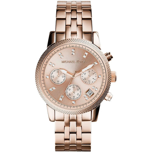 Michael Kors Ritz MK6077 Rose Gold Tone Crystal Chronograph Women's Watch