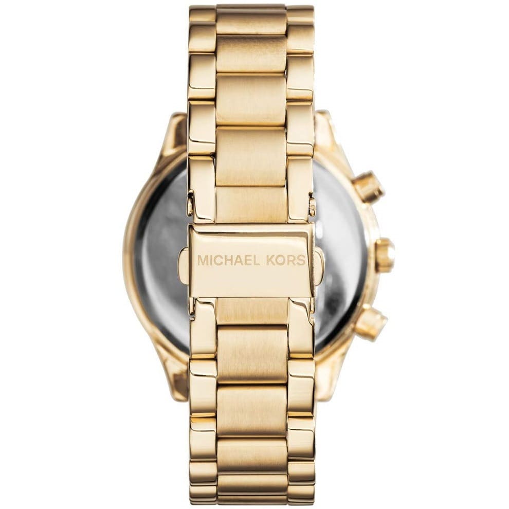 Michael Kors Brinkley MK6187 Women’s Gold Dial Gold-Tone Chronograph Watch