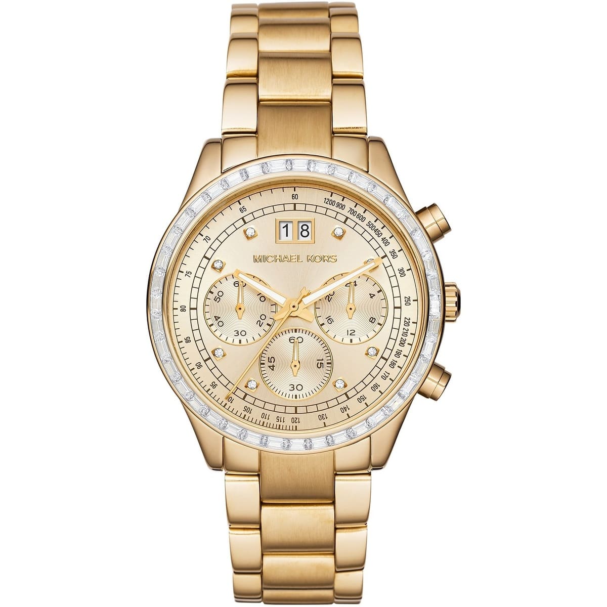 Michael Kors Brinkley MK6187 Women’s Gold Dial Gold-Tone Chronograph Watch