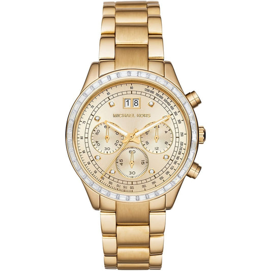 Michael Kors Brinkley MK6187 Women’s Gold Dial Gold-Tone Chronograph Watch