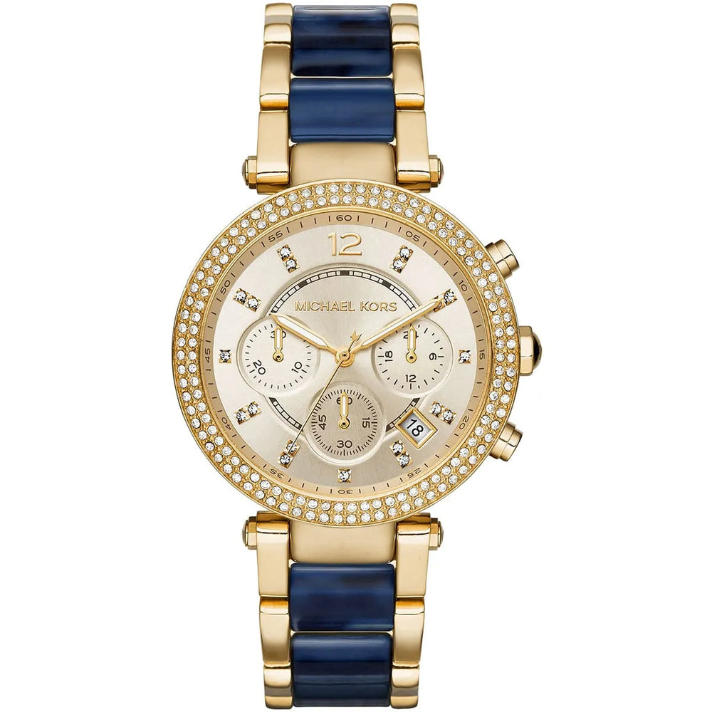 Michael Kors Parker MK6238 Gold-Tone Navy Blue Acetate Women's Watch