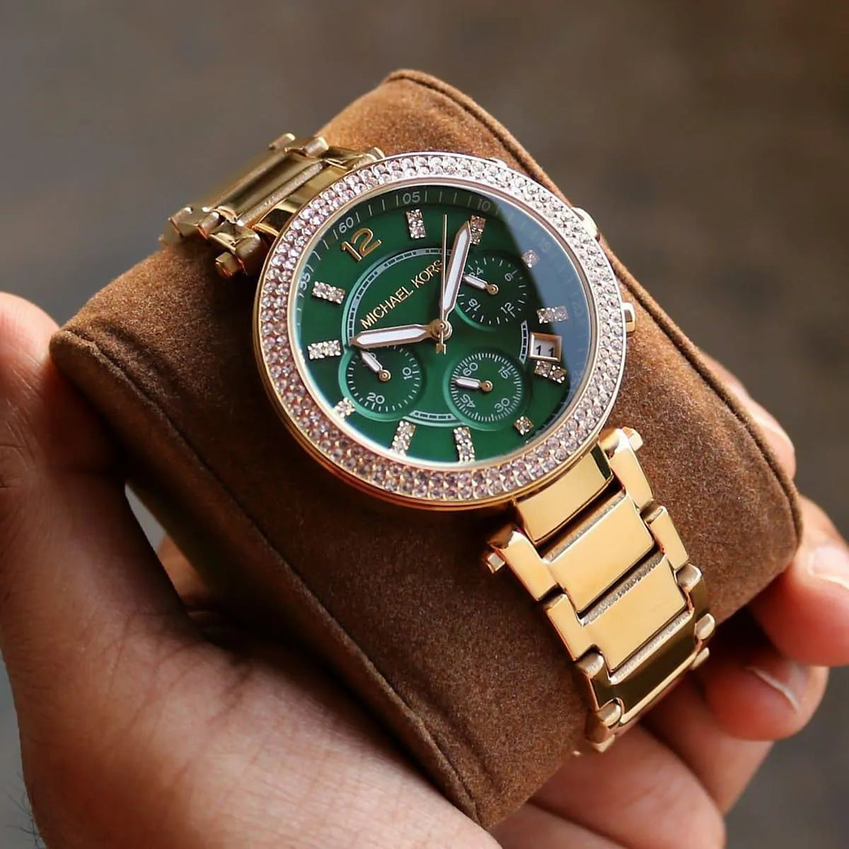 Michael Kors MK6263 Parker Women’s Green Dial Gold Chronograph Watch