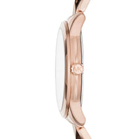Michael Kors Runway MK6671 Rose Gold White Mother of Pearl Pyramid Link Women's Watch