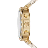 Michael Kors Parker MK6916 Chronograph White Logo Leather Strap Women's Watch