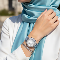 Michael Kors Parker MK6936 Silver Watch with Light Blue Genuine Leather Strap