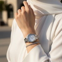 Michael Kors Runway MK7075 Silver Watch with White Mother of Pearl Roman Dial